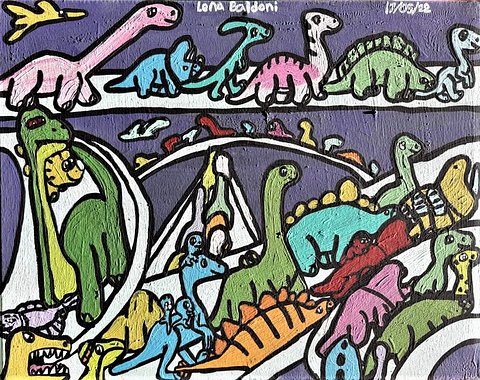 sag dinosaurs walking on the highway