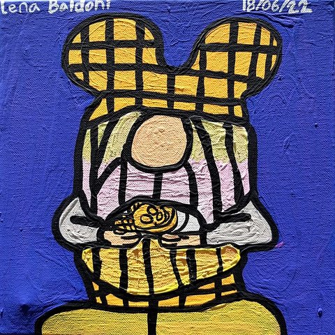 sag gnome with mickey mouse waffle